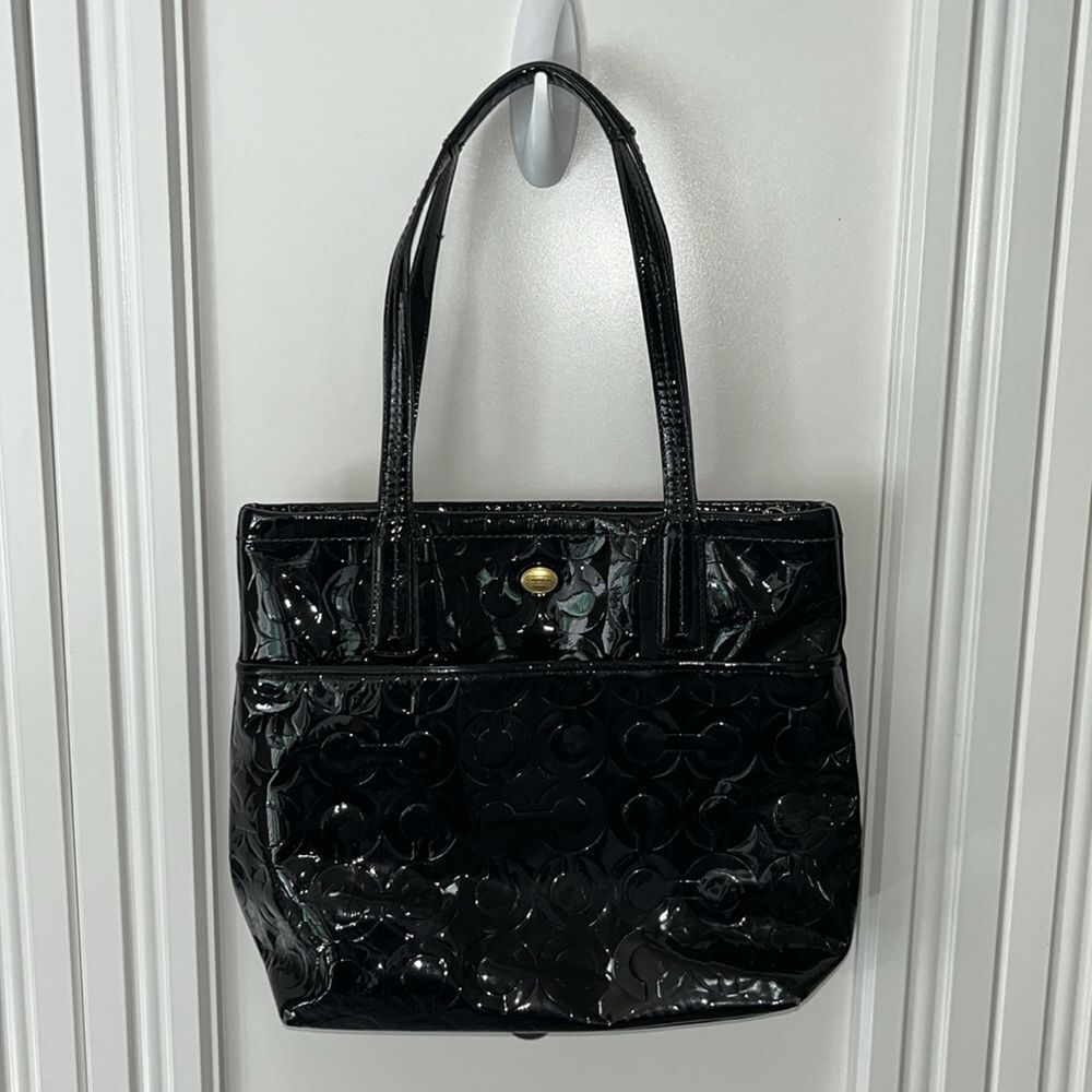 Coach Signature Patent Leather Shoulder Bag